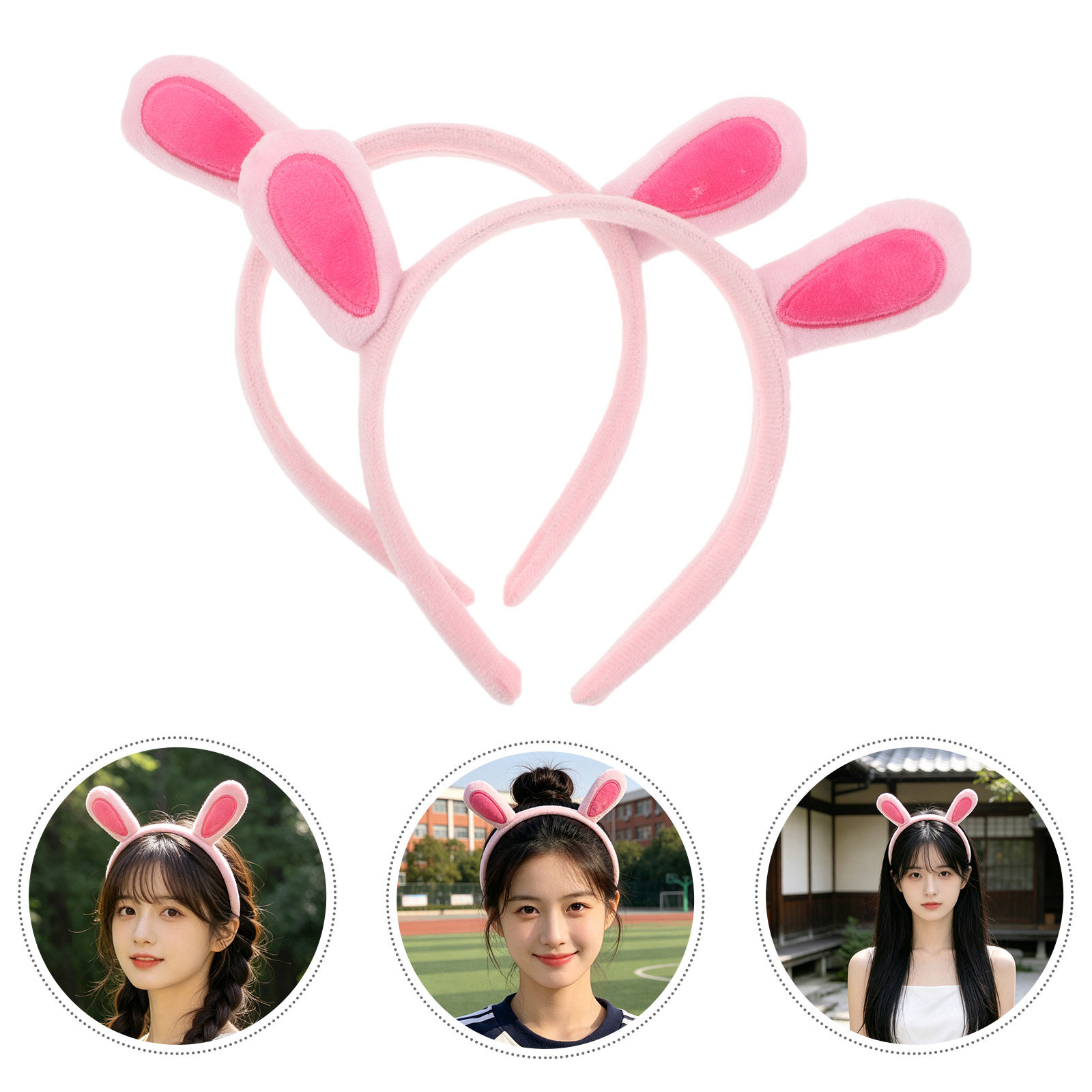 Skincare Animate - 2Pcs Bunny Ear Headband Cute Soft